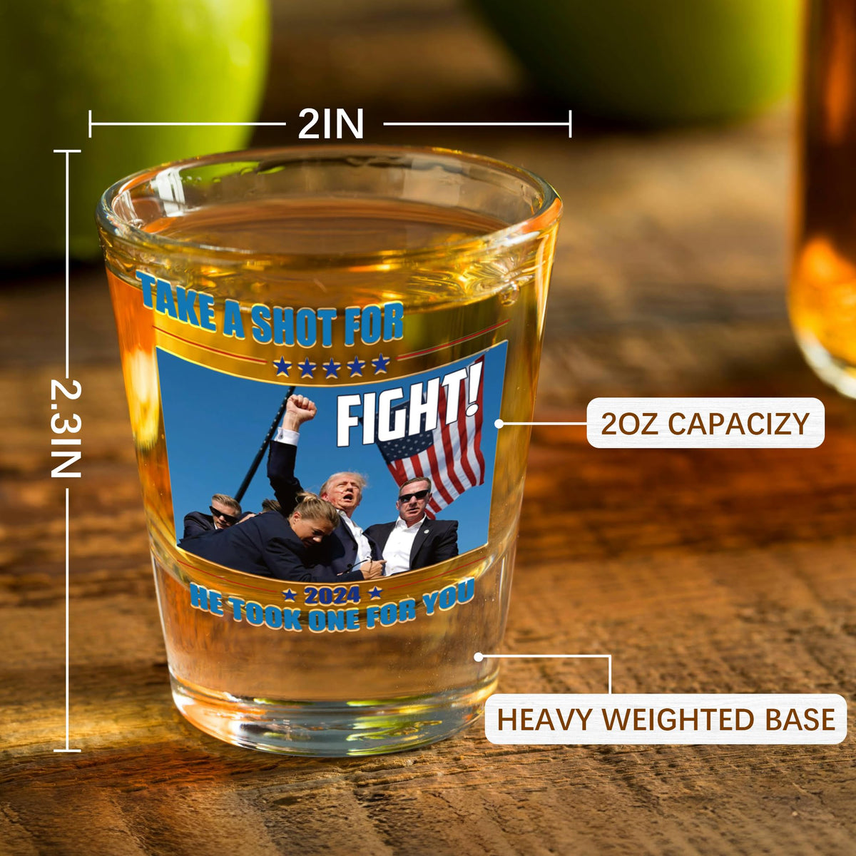 ARUSIMA Shot Glass - 2 PACK Fight Shot Glass, Never Surrender Shot Glasses, Assassination Stuff, Fist Pump Merch, House Warming Gifts, Birthday Gifts for Women & Men image 2