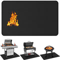 Protebox 60x40 double-sided fireproof grill mat placed beneath an outdoor grill on a patio