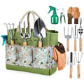 Grenebo heavy-duty garden hand tools, green canvas tool bag