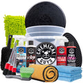 Chemical Guys 17-piece car detailing kit: bottles, brushes, sponge, microfiber towels
