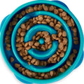 Turquoise Outward Hound Fun Feeder medium slow feeder bowl with drop pattern