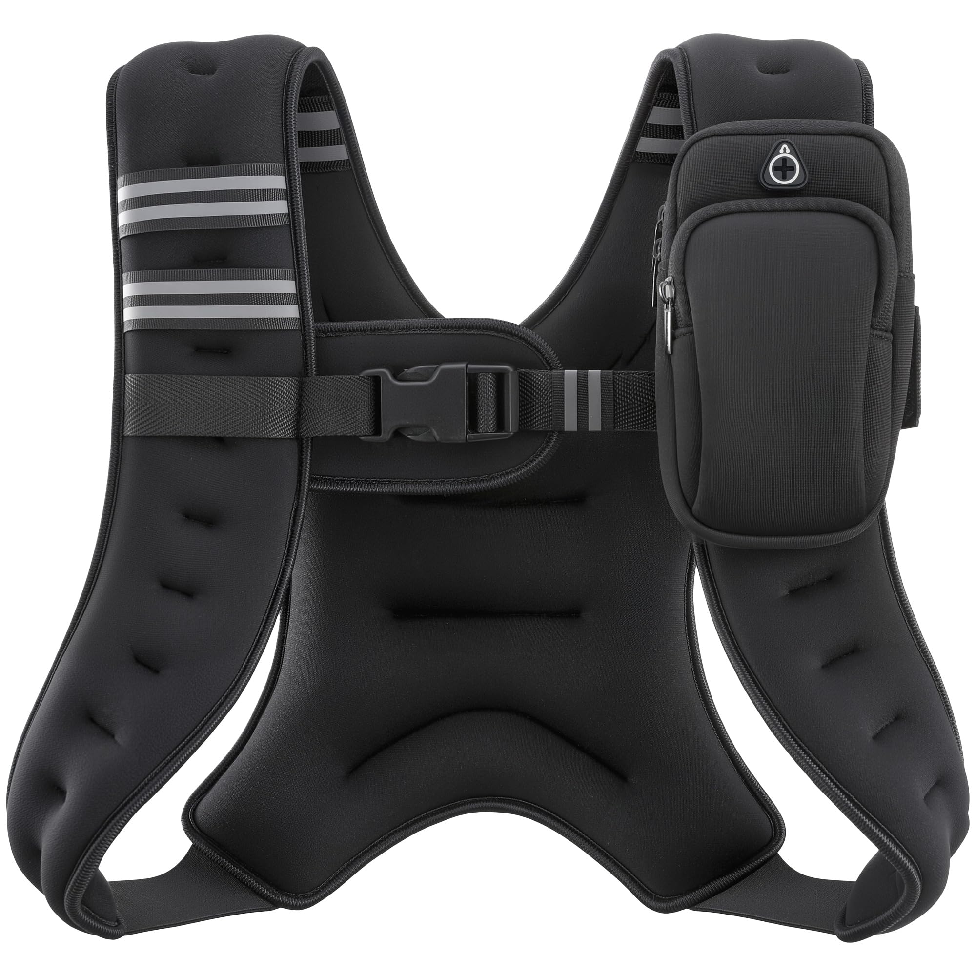 Black ZELUS weighted vest, reflective stripe, 12 lb
