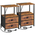 Pair of LOAKEKEL nightstands with built-in charging station and drawer