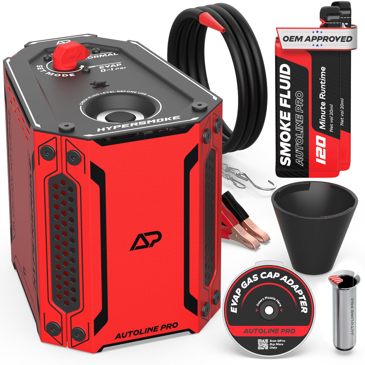 AutoLine Pro HyperSmoke EVAP smoke machine built-in compressor plus EVAP adapters
