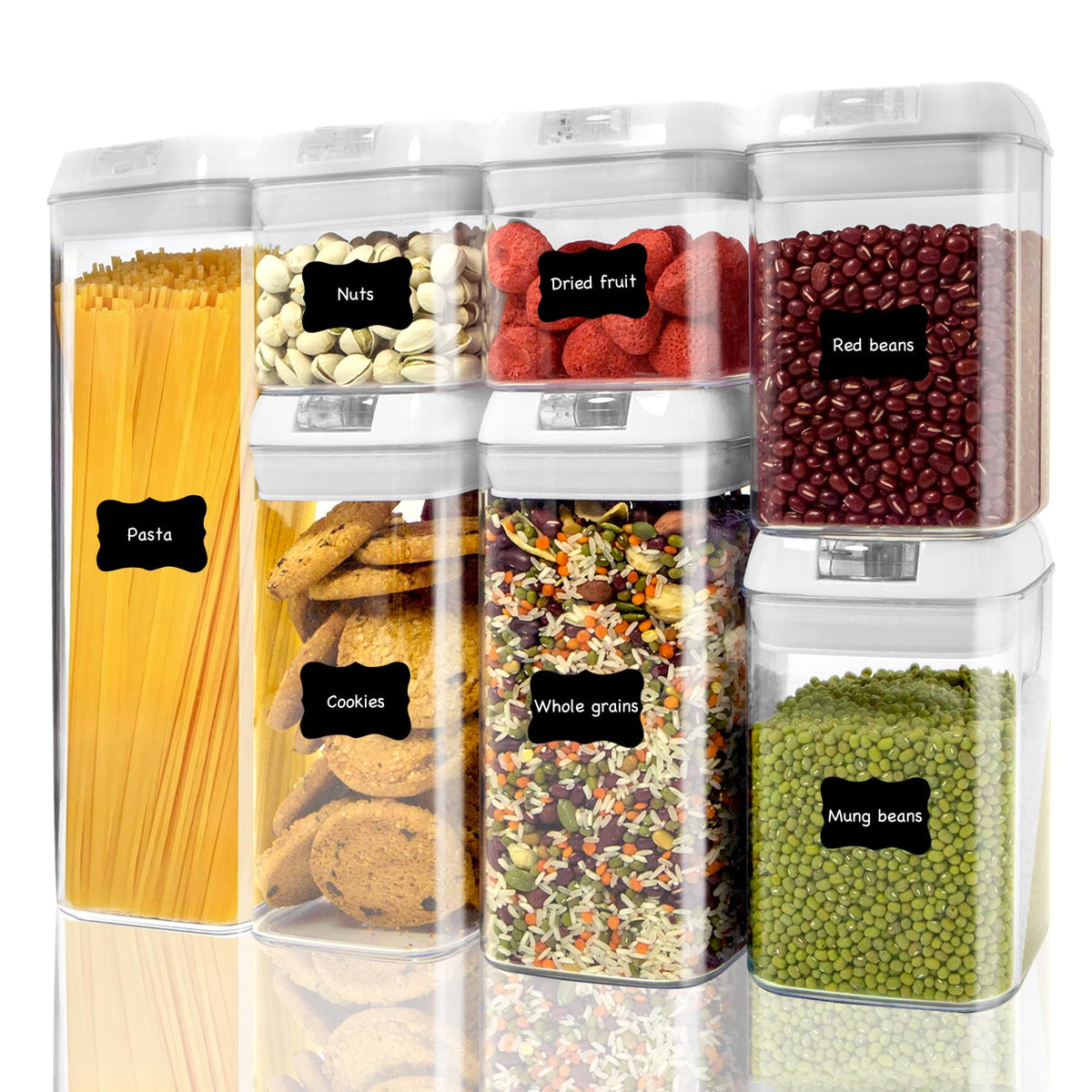 Airtight Food Storage Containers with Lids, 7-Piece BPA-Free Canister Set