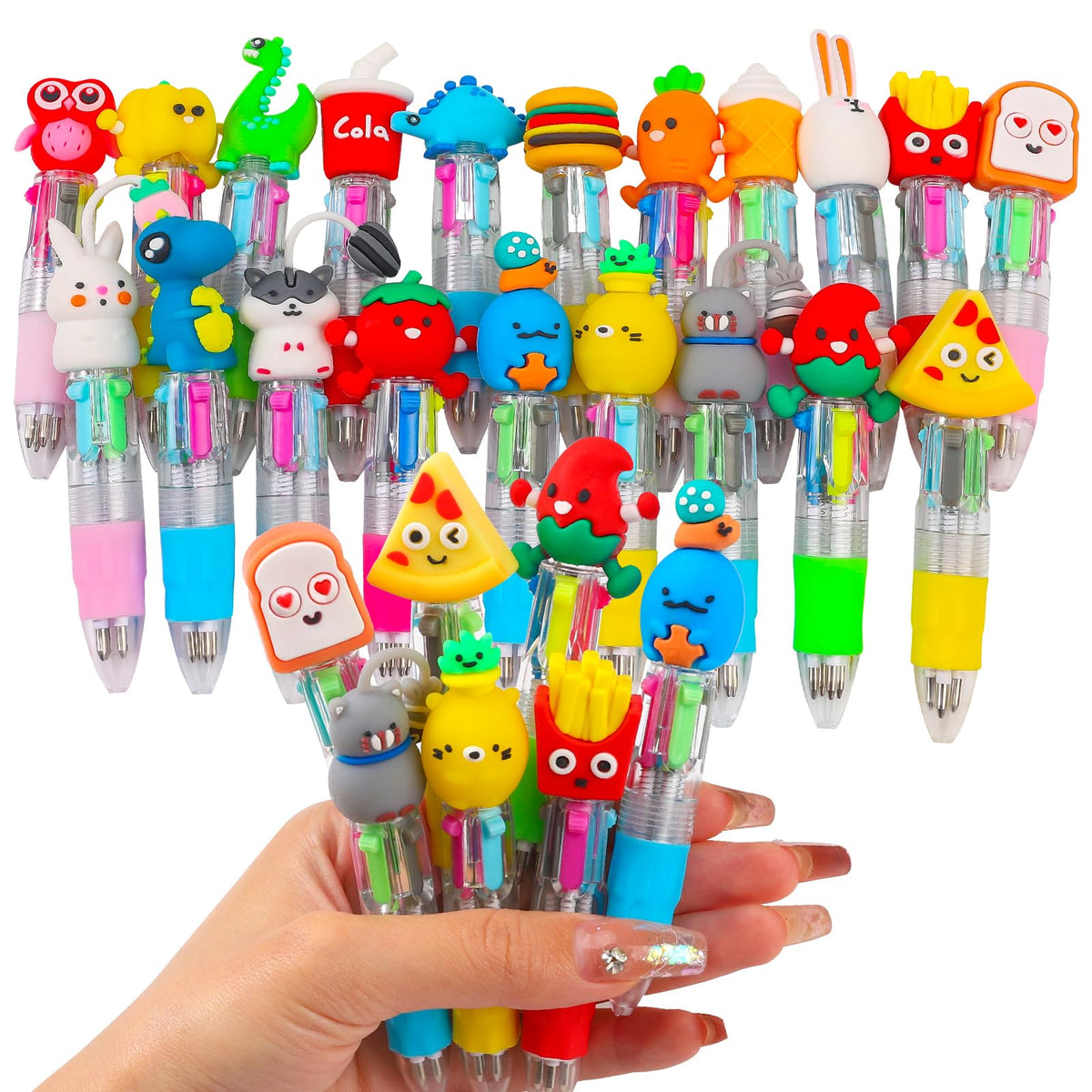 CZWZ 20 colorful 4-in-1 mini ballpoint pens fanned out