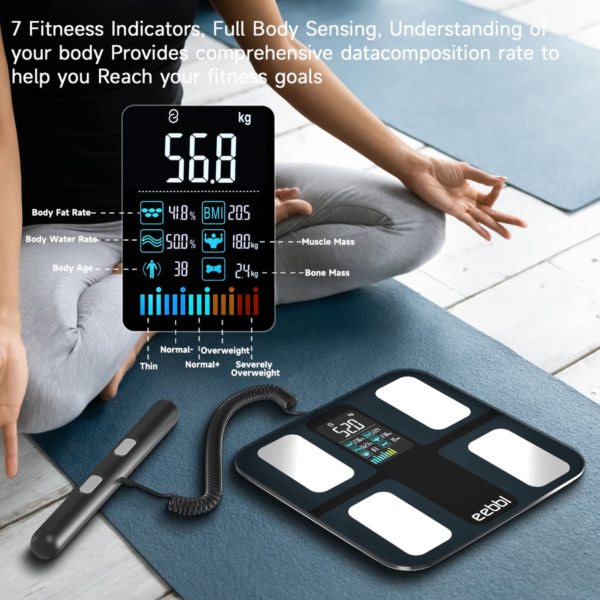 EEBBL Body Fat Scale Most Accurate with Handheld, 20 Precise Full Body Biological Analyzer Bluetooth Scale for Weight, Body Composition Monitor Health Analyzer 400 lbs, Baby/Pet Mode, XXL Large Size image 4