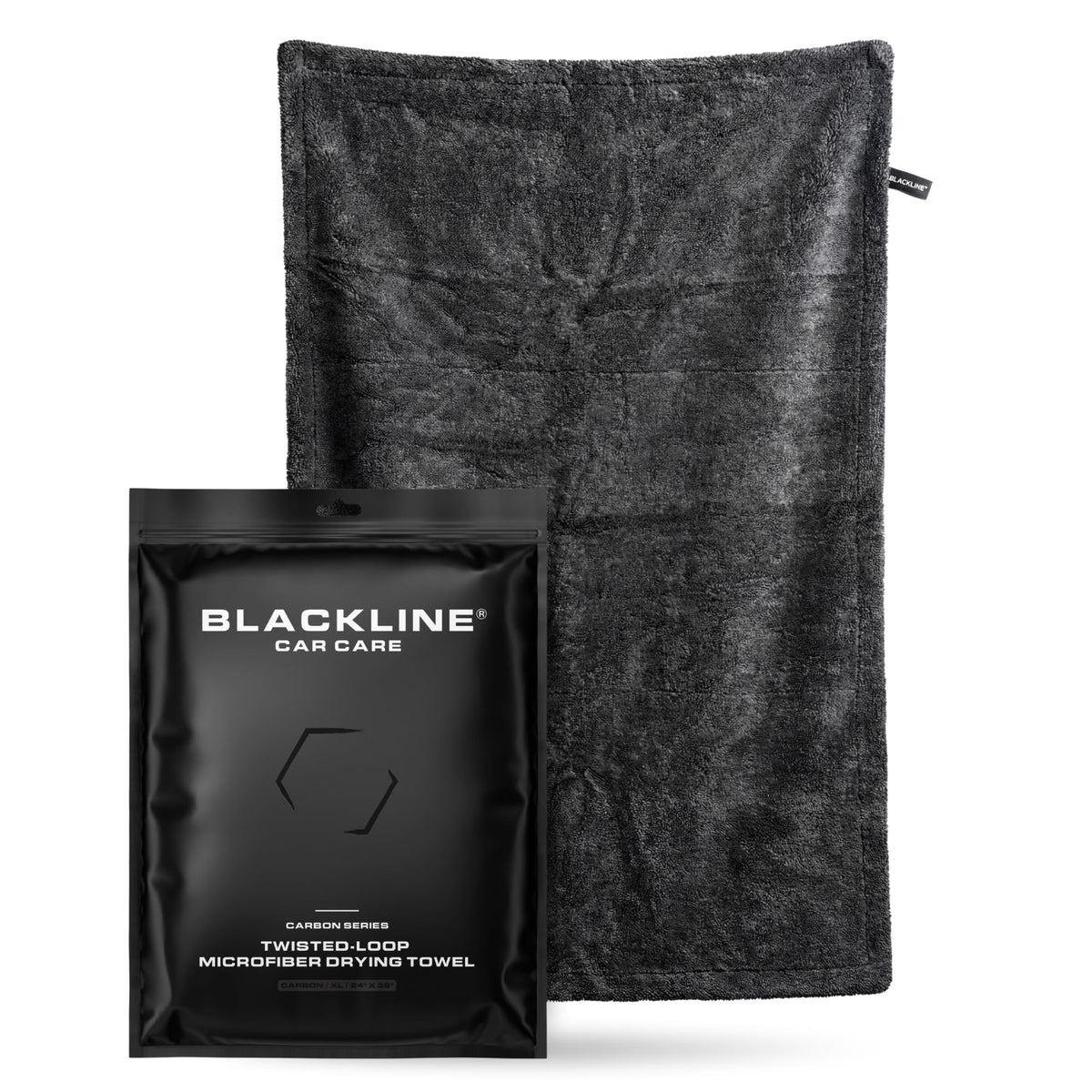 Blackline black microfiber car drying towel 24x36, 1300GSM twisted loop texture