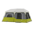 CORE 9-person instant cabin tent pitched outdoors showing multi-room layout and front door