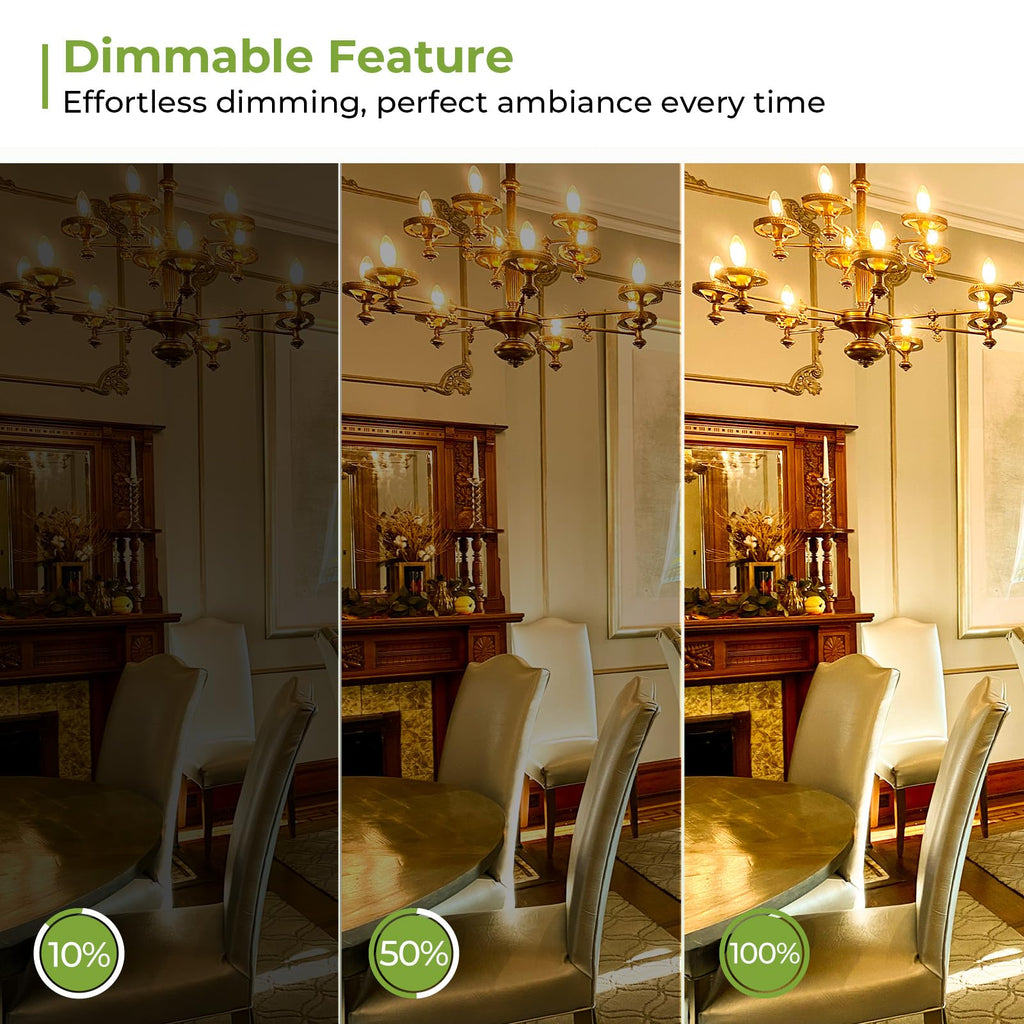 Sigalux Dimmable E12 Candelabra Light Bulbs, E12 LED Bulb 2700K Soft White, 60 Watt Equivalent, LED Chandelier Bulb, B10 Candle Bulb, 5W, 450LM, 6 Pack image 4