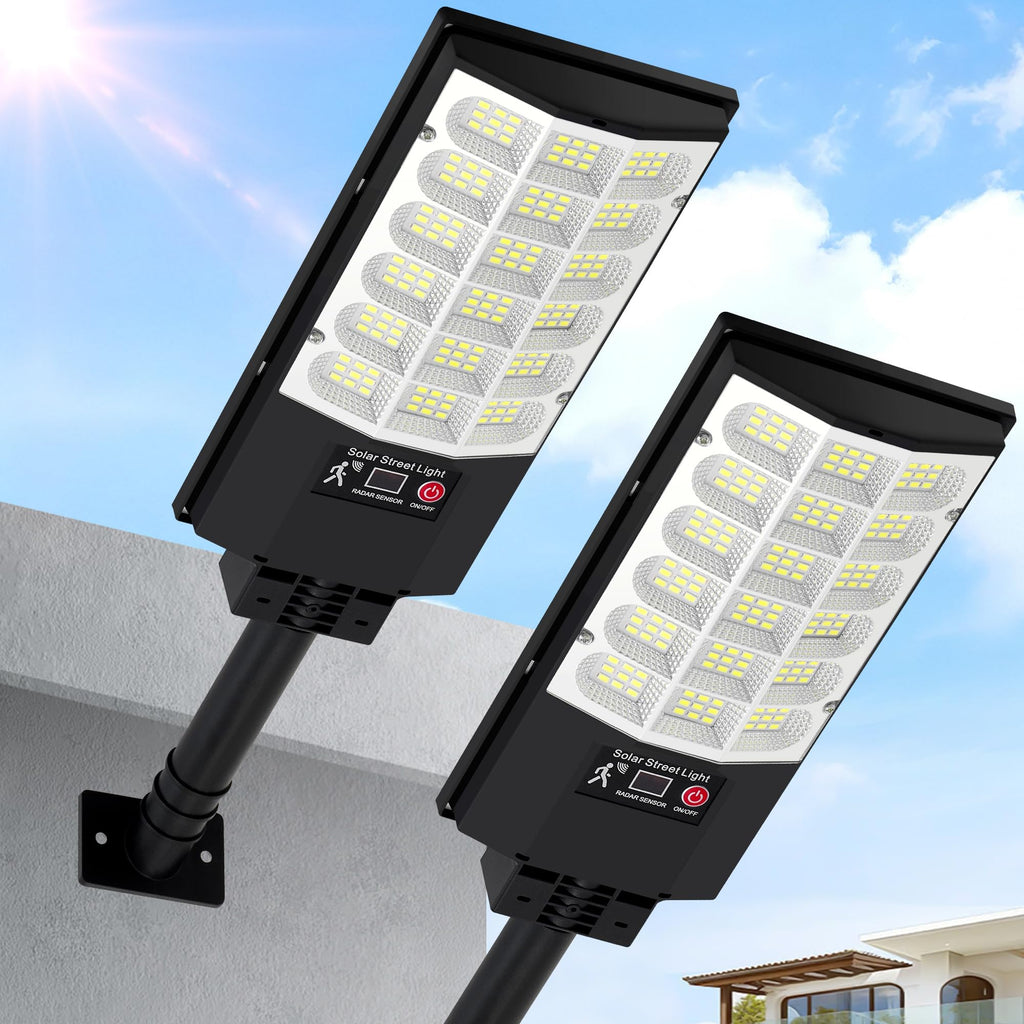 LHNVXF 2 Pack Solar Street Lights Outdoor for Outside, Commercial Outdoor Solar Lights for Yard Parking Lot, Solar Motion Lights Waterproof, LED Solar Garden Lights Dusk to Dawn
