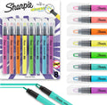 Eight Sharpie Clear View chisel tip highlighter sticks in assorted colors