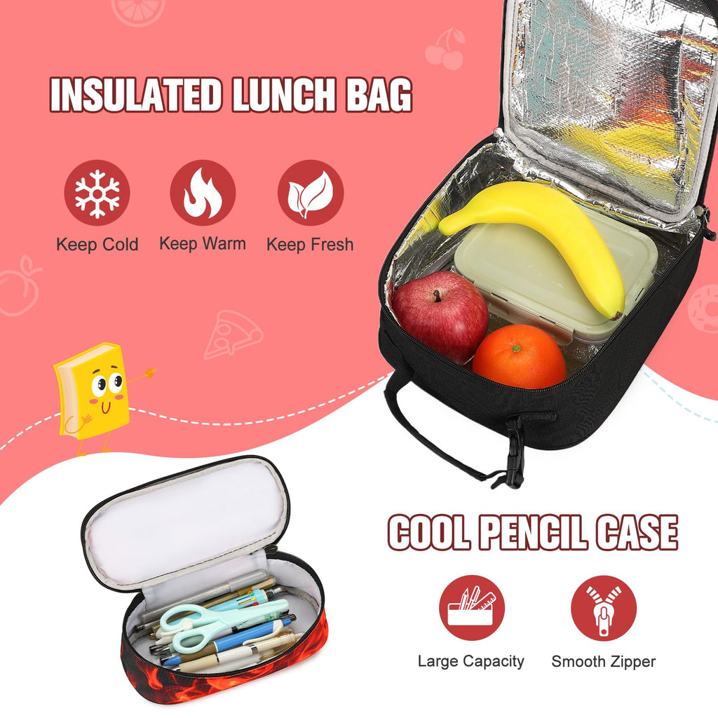 Similove Backpack for Boys, 4PCS Cool Flame School Bags image 7