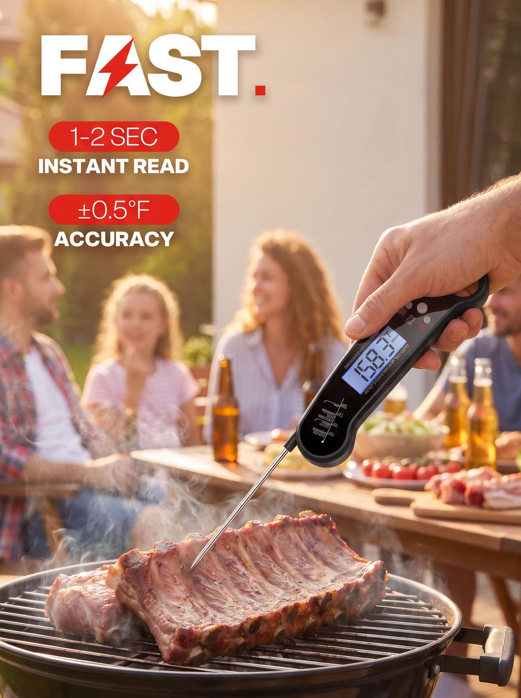 Meat Thermometer Digital, Food Thermometer for Cooking, Black image 2