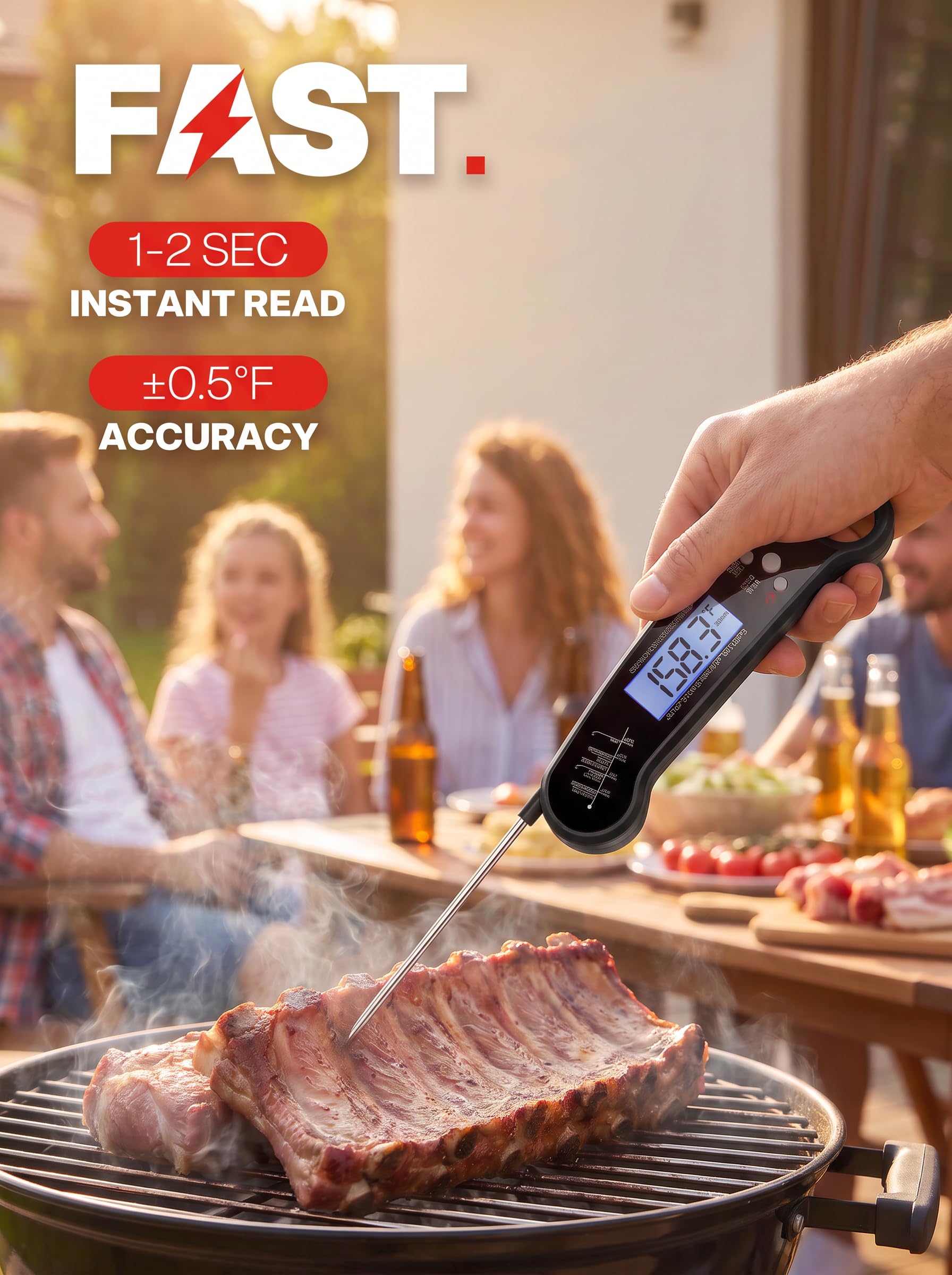 Meat Thermometer Digital, Food Thermometer for Cooking, Black image 2