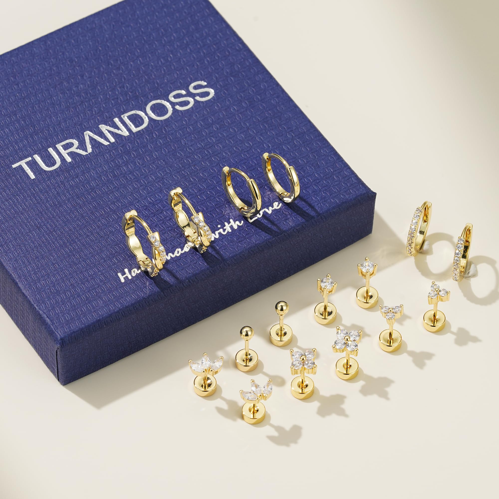 Turandoss 8 Pairs Hypoallergenic Gold Huggie Hoop Earrings for Women Girls image 7