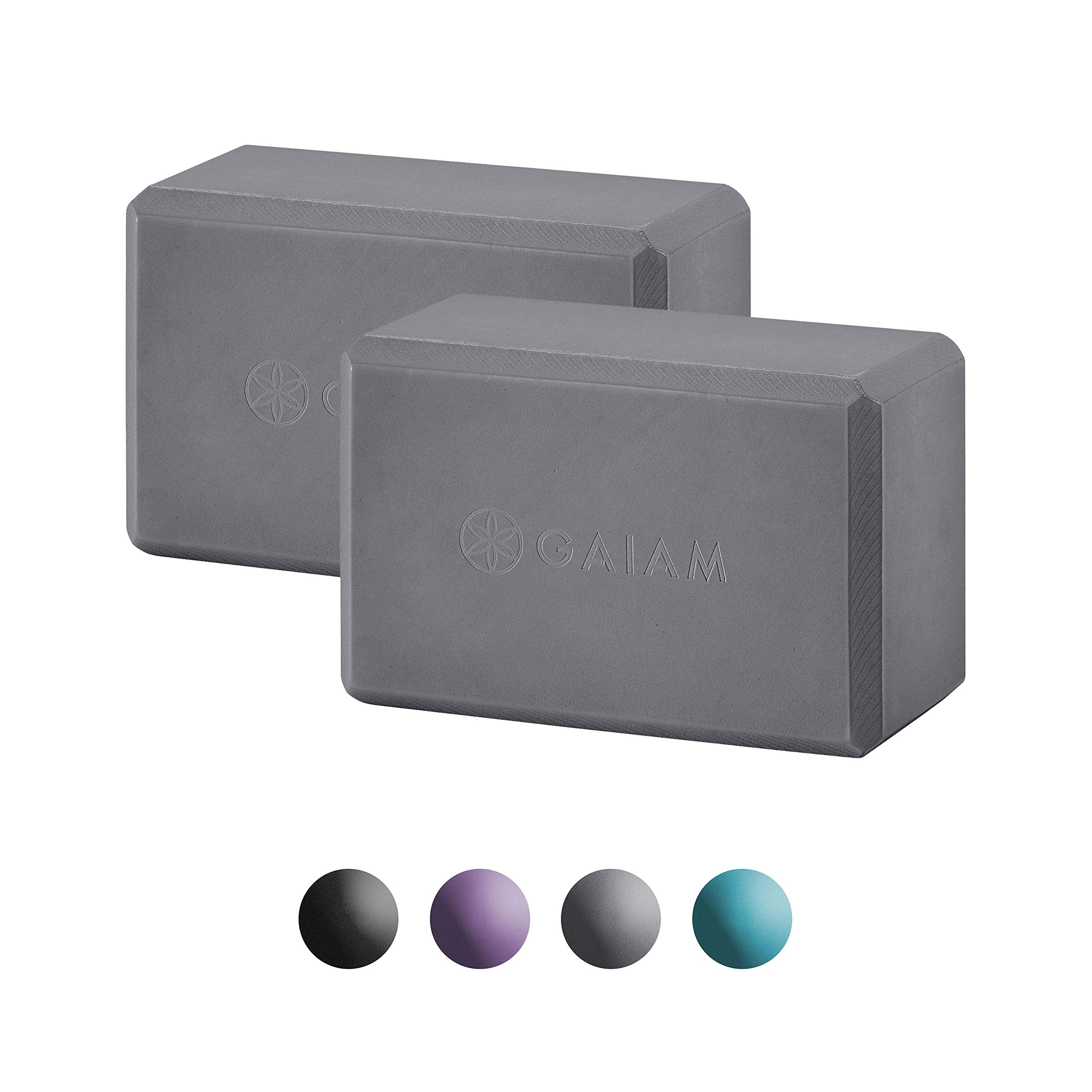 Gaiam EVA foam yoga block showing beveled edges and non-slip surface