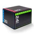 BalanceFrom 3-in-1 foam plyometric jump box showing stacked height options on gym floor