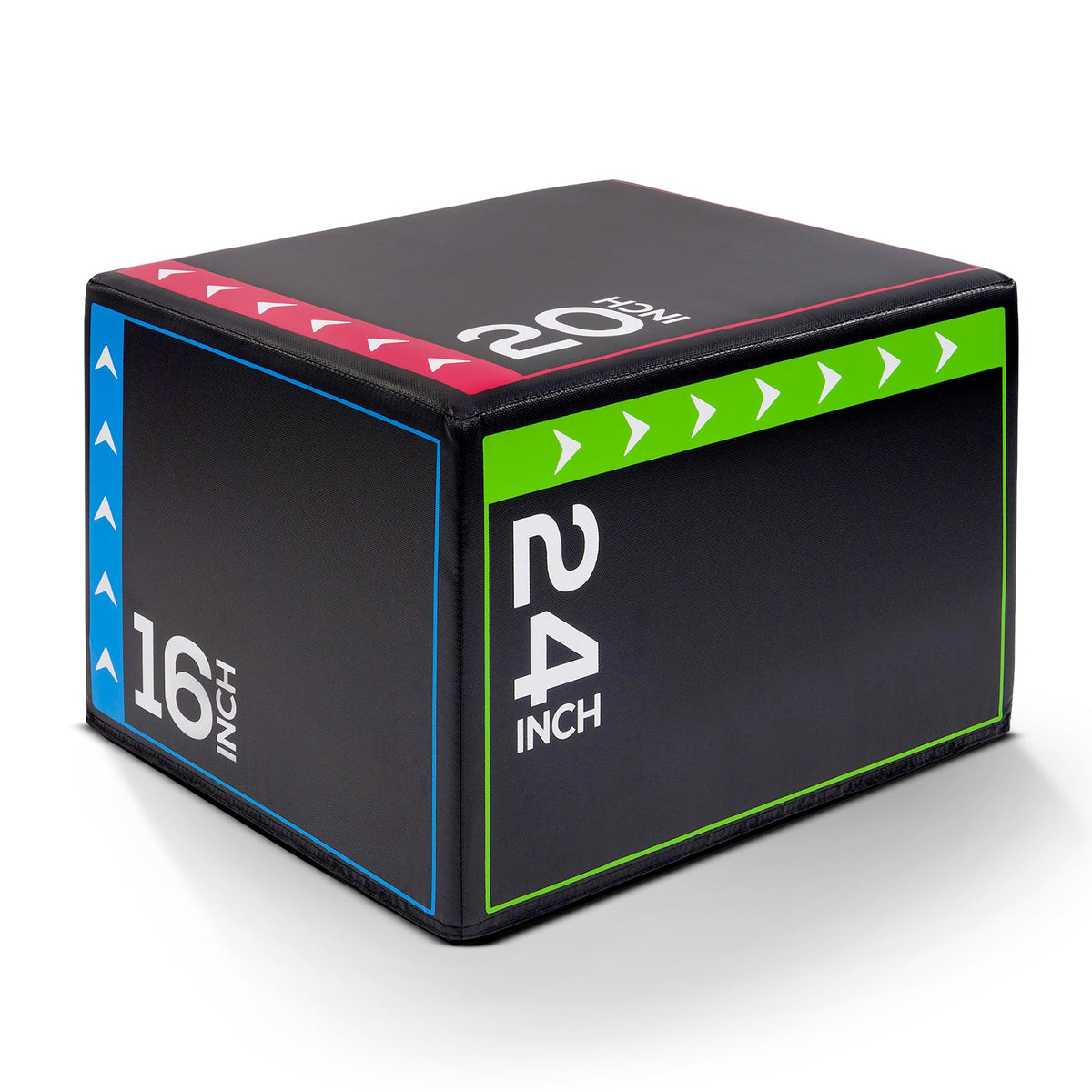 BalanceFrom 3-in-1 foam plyometric jump box showing stacked height options on gym floor