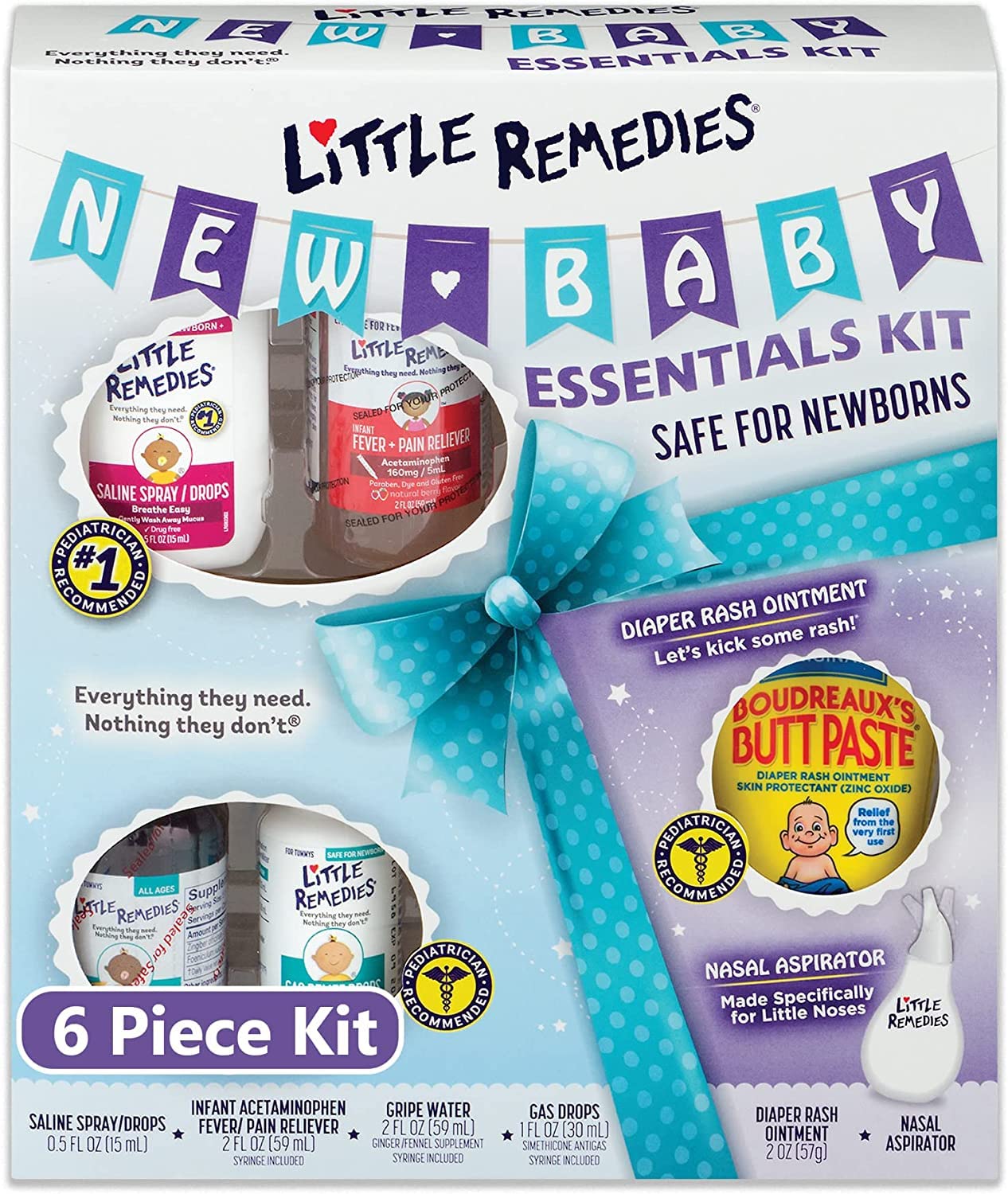 Little Remedies 6-in-1 baby essentials kit with assorted infant care items