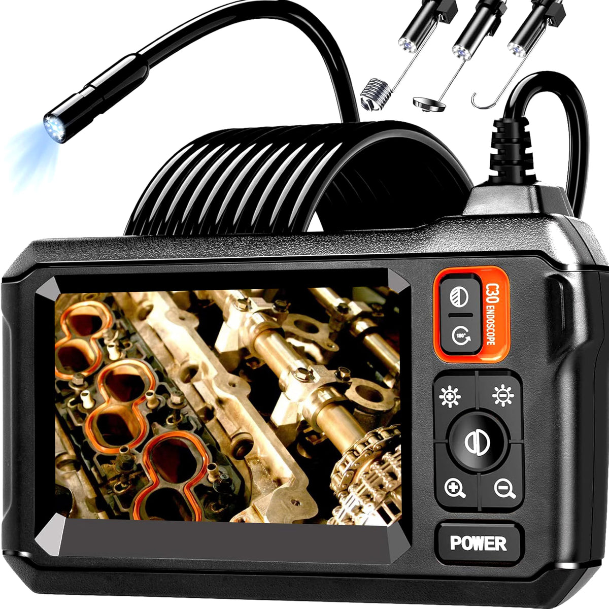 Daxiongmao 1080P endoscope borescope camera with LED light and flexible probe