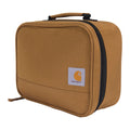 Brown Carhartt insulated soft-sided lunch cooler bag holding four cans