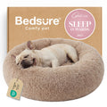 Bedsure 30in camel calming donut dog bed with raised rim and plush surface