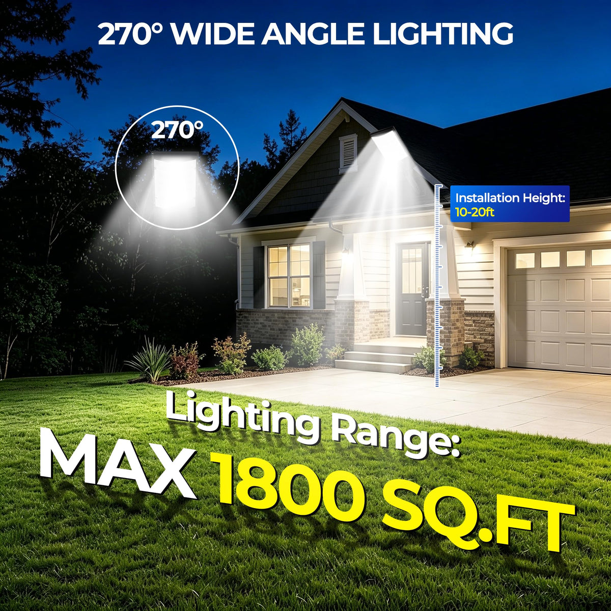 LHNVXF 2 Pack Solar Street Lights Outdoor for Outside, Commercial Outdoor Solar Lights for Yard Parking Lot, Solar Motion Lights Waterproof, LED Solar Garden Lights Dusk to Dawn image 5