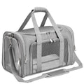LEHNI collapsible soft-sided pet carrier open showing mesh windows and shoulder strap