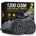 Two SMINDER 36x24-inch microfiber car drying towels folded