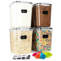 Four Storeganize airtight 5.3L clear storage containers with lids for flour and sugar