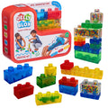 Jelly Blox colorful soft building blocks arranged in a tower on a play mat