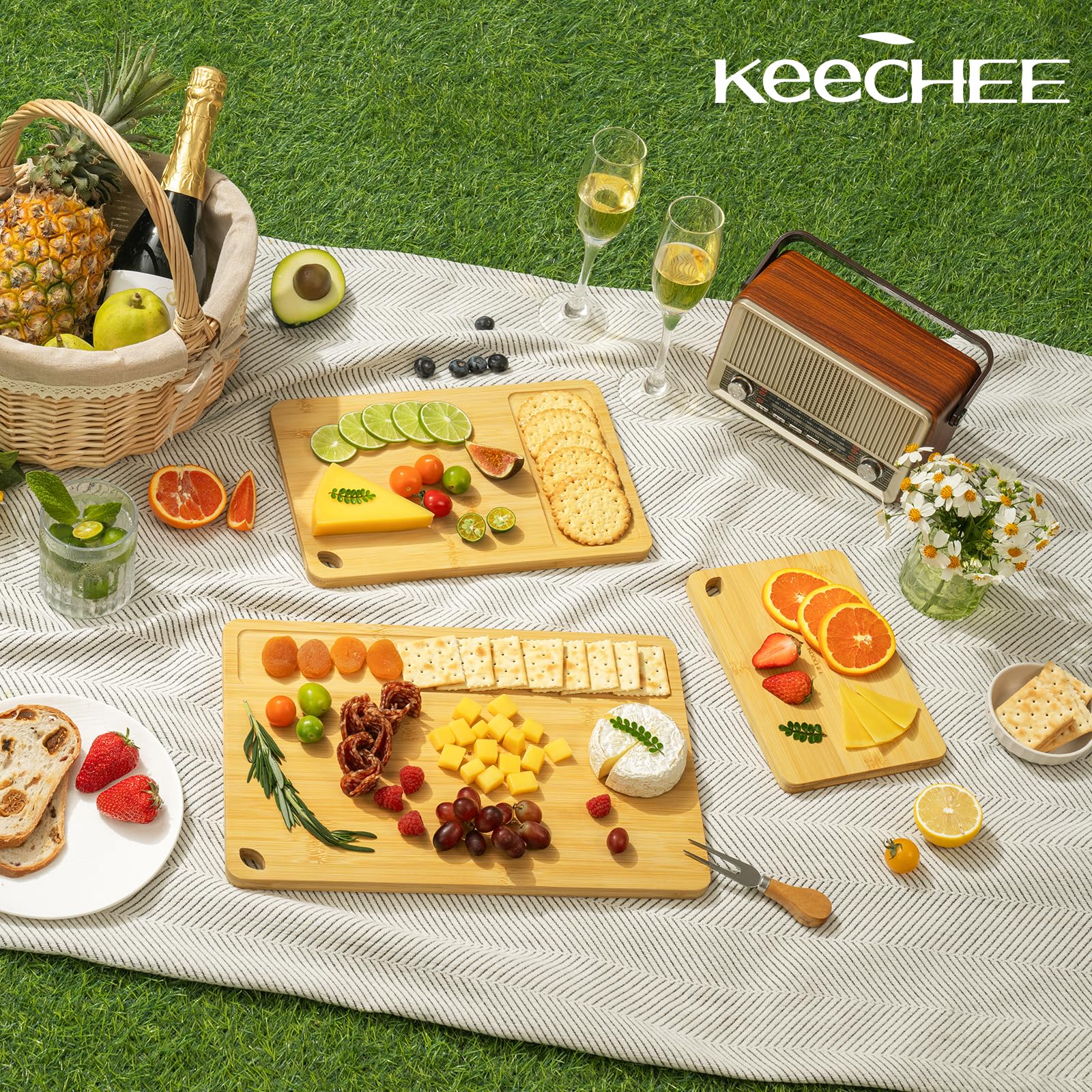 Keechee Bamboo Cutting Board, Cutting Board for Kitchen with Handles image 8
