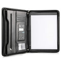COSSINI black vegan leather padfolio, zipper closure, 10.1 inch tablet sleeve, card slots