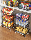 OKZEST 3-tier rolling pantry cart on wheels with open shelves for kitchen storage