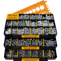 2251-piece hardware assortment with screws, nuts, bolts and washers in three plastic trays
