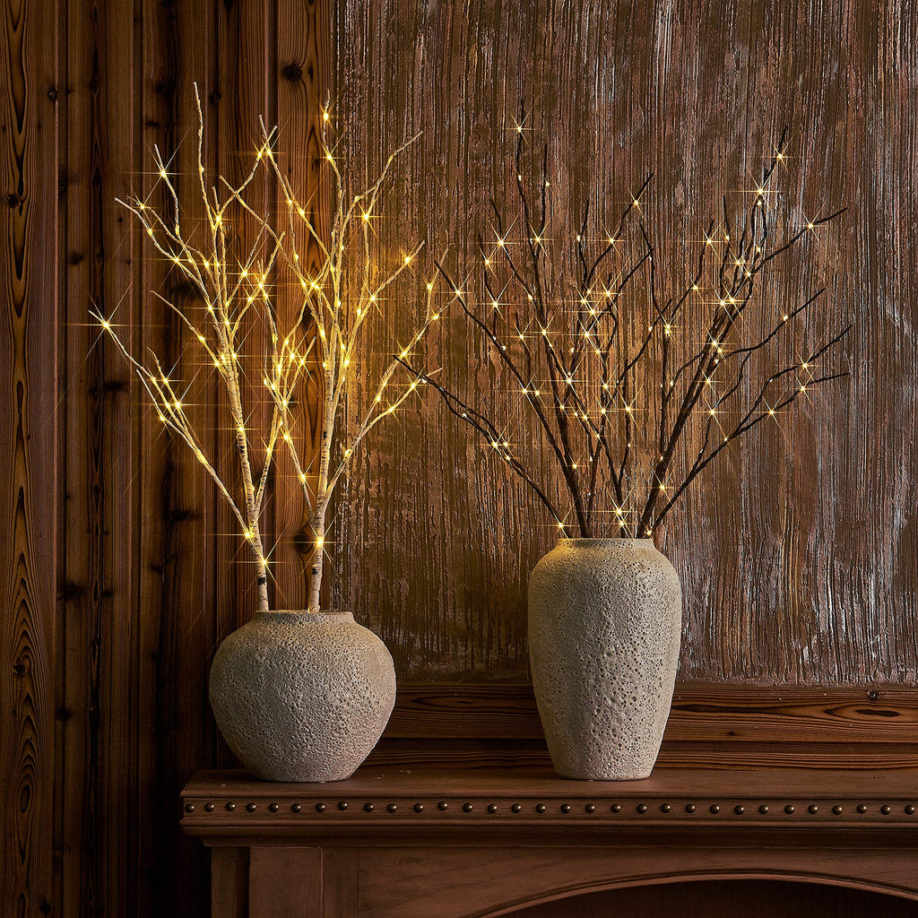 Hairui Lighted Brown Branches Battery Operated with Timer 32IN 100 LED Fairy Lights, Willow Branch Lights for Home Bedroom Fireplace Christmas Holiday Decoration Indoor Outdoor Use (Vase Excluded) image 8